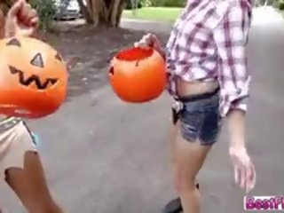 Erotic Brunette Teen Gets Fucked Hard On Halloween