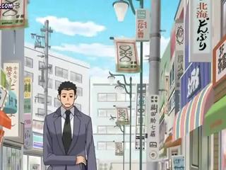 Seksuelt aroused anime lærer gir blowjob