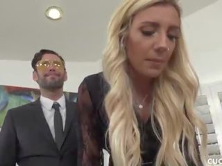 Grieving Blonde Widow Blows and Fucks Stiff peter Next to Cuckolded Husband