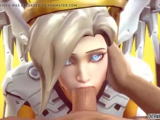 Hot Mercy from Overwatch gets to Suck on Big johnson Nicely